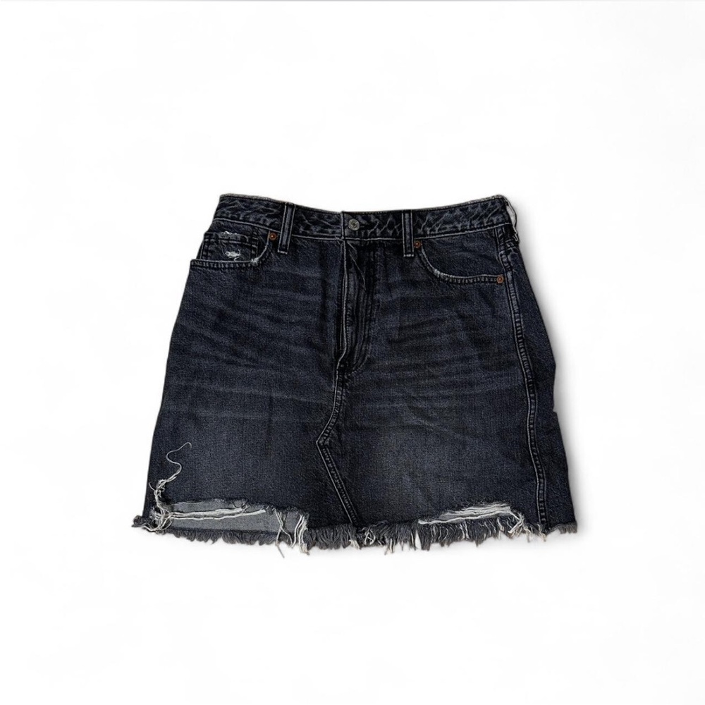 Abercrombie & Fitch Black Denim Zoe Natural Rise Vintage A-Line Skirt